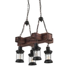 Allen Cross Pine Wood 4-Light Pendant Light